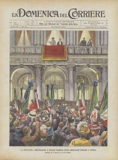 La entusiastica dimostrazione ai sovrani promossa dalle associazioni popolari a Venezia da Achille Beltrame