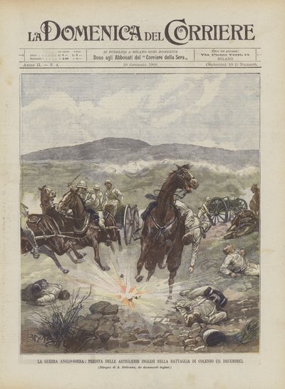 La guerra anglo-boera, perdita delle artiglierie inglesi nella battaglia di Colenso (14 dicembre) da Achille Beltrame