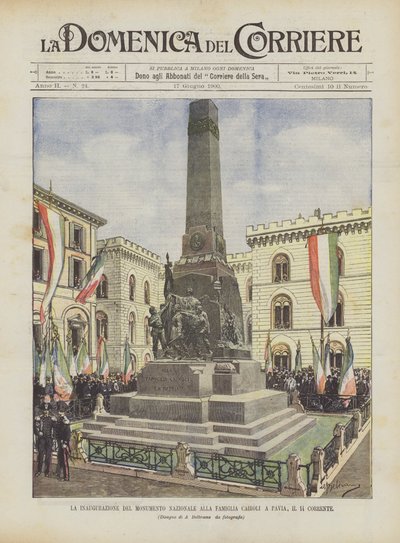 La inaugurazione del monumento nazionale alla famiglia Cairoli a Pavia, il 14 corrente da Achille Beltrame