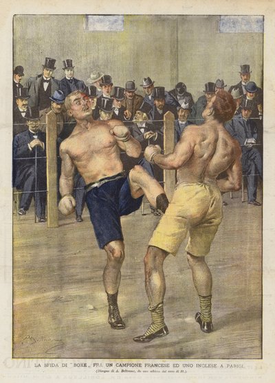 La sfida di boxe fra un campione francese ed uno inglese a Parigi da Achille Beltrame