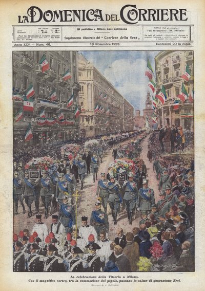 La celebrazione della Vittoria a Milano da Achille Beltrame