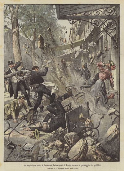 Esplosione sotto il boulevard Sebastopoli di Parigi da Achille Beltrame