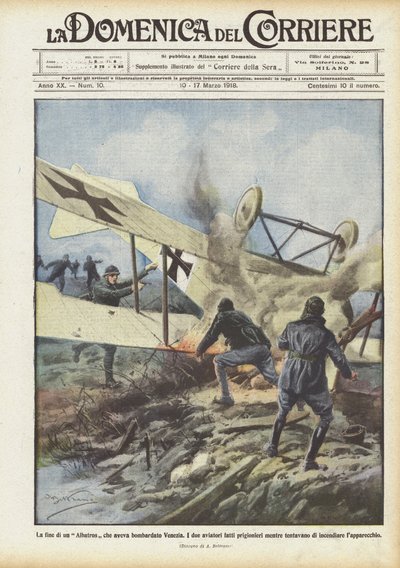 La fine di un Albatros che aveva bombardato Venezia da Achille Beltrame
