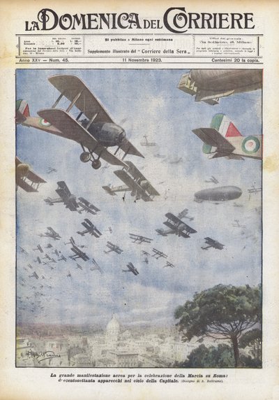 La grande manifestazione aerea per la celebrazione della Marcia su Roma da Achille Beltrame