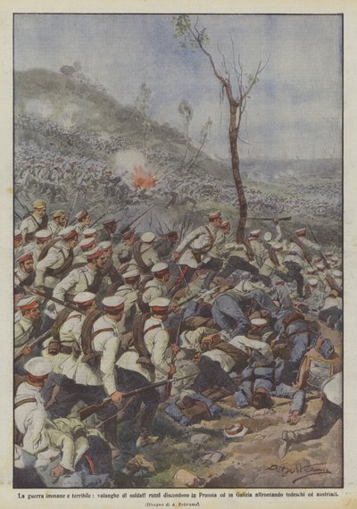 La guerra immane e terribile, valanghe di soldati russi discendono in Prussia ed in Galizia da Achille Beltrame