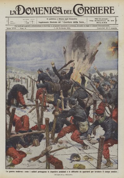 La guerra moderna, come i soldati proteggono le rispettive posizioni e le difficoltà da superare da Achille Beltrame