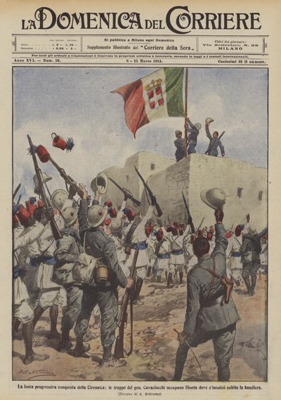 Conquista della Cirenaica, le truppe del gen. Cavaciocchi occupano Slonta da Achille Beltrame