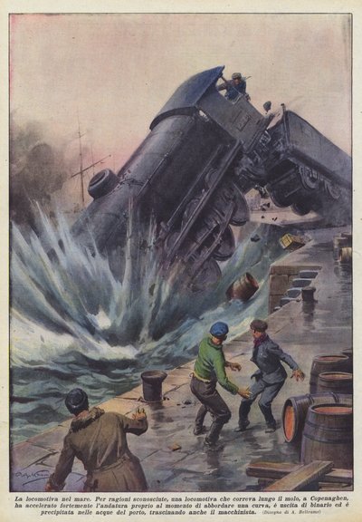La locomotiva nel mare da Achille Beltrame