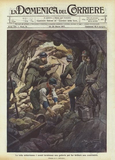 La lotta sotterranea, i nostri terminano una galleria per far brillare una contromina da Achille Beltrame