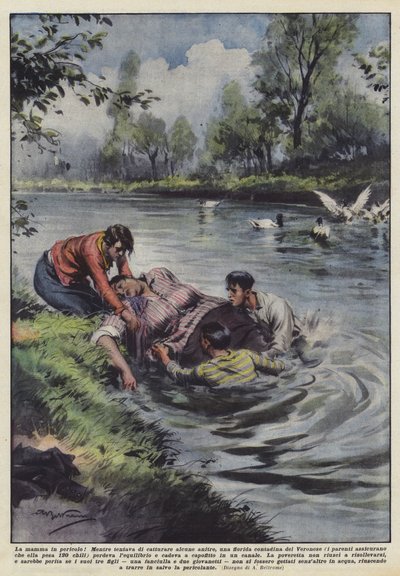 La mamma in pericolo! da Achille Beltrame