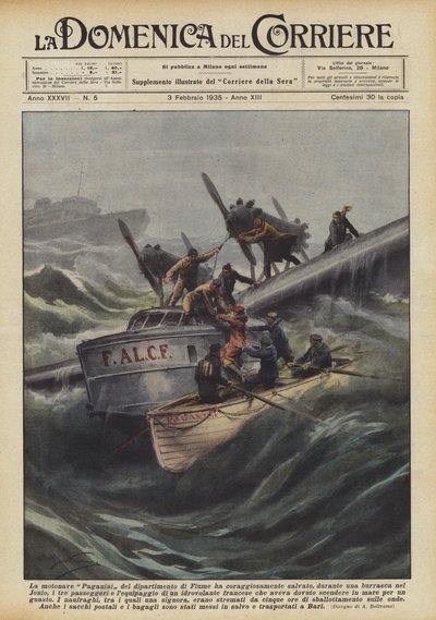 La motonave Paganini del dipartimento di Fiume ha coraggiosamente salvato, durante una burrasca da Achille Beltrame