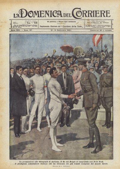 La premiazione alle Olimpiadi di Anversa da Achille Beltrame