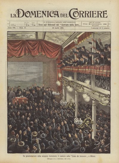 Proclamazione dello sciopero ferroviario a Milano da Achille Beltrame