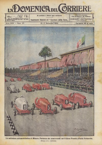 La settimana automobilistica di Milano, partenza dei concorrenti per il Gran Premio d