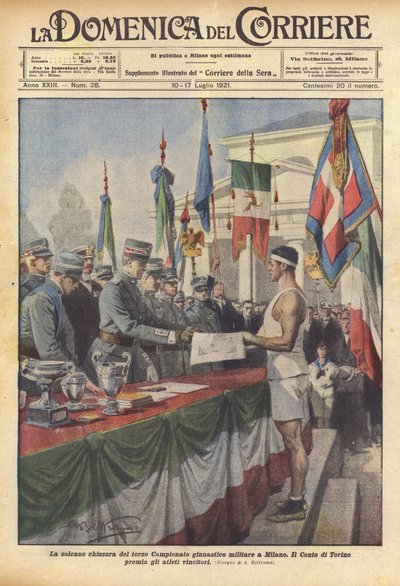 La solenne chiusura del terzo Campionato ginnastico militare a Milano da Achille Beltrame