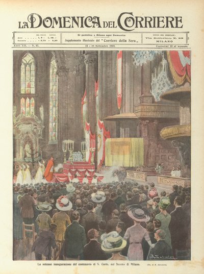 La solenne inaugurazione del centenario di San Carlo, nel Duomo di Milano da Achille Beltrame