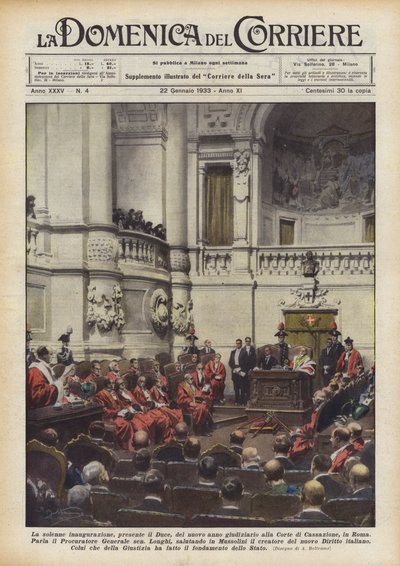La solenne inaugurazione, presente il Duce, del nuovo anno giudiziario alla Corte di Cassazione, in Roma da Achille Beltrame