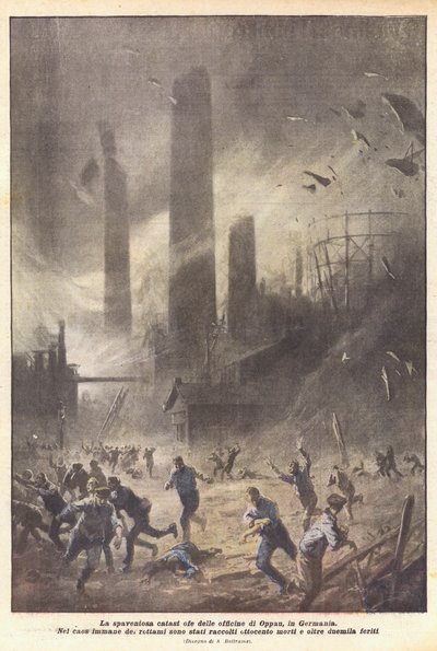La spaventosa catastrofe delle officine di Oppau, in Germania da Achille Beltrame