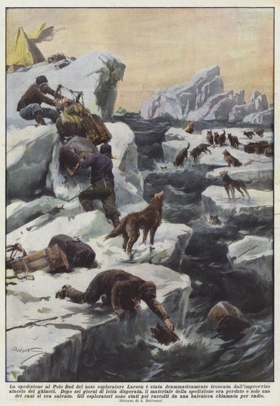 La spedizione al Polo Sud del noto esploratore Larsen è stata drammaticamente troncata da Achille Beltrame