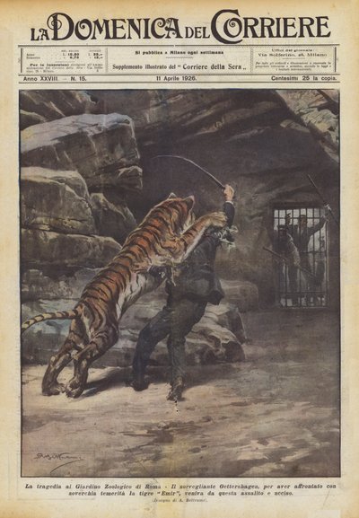 La tragedia al Giardino Zoologico di Roma da Achille Beltrame