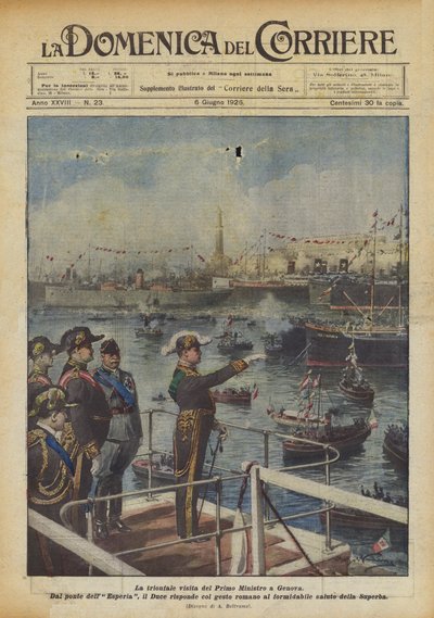 La trionfale visita del Primo Ministro a Genova da Achille Beltrame