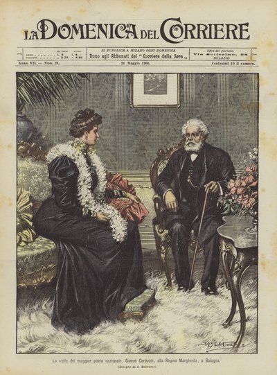 La visita di Giosuè Carducci alla Regina Margherita a Bologna da Achille Beltrame