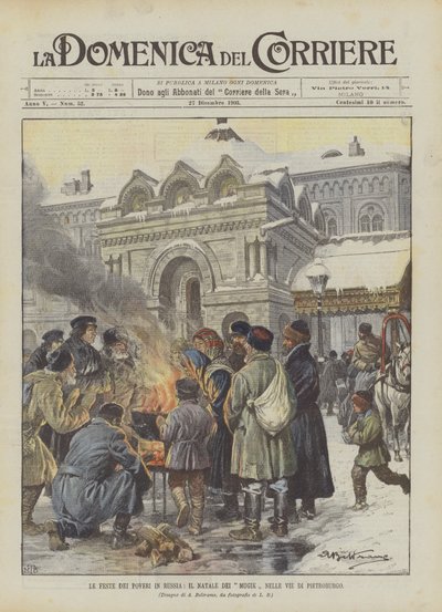 Le feste dei poveri in Russia, il Natale dei mugik nelle vie di Pietroburgo da Achille Beltrame