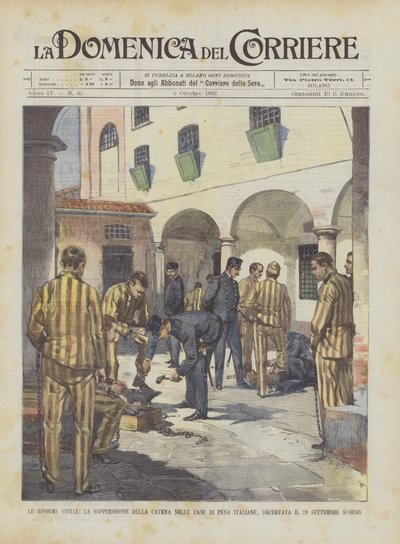 Le riforme civili, la soppressione della catena nelle case di pena italiane, decretata il 20 settembre scorso da Achille Beltrame