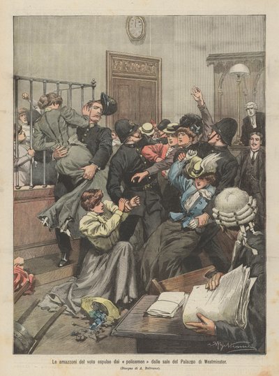 Le amazzoni del voto espulse dai policemen dalle sale del Palazzo di Westminster da Achille Beltrame