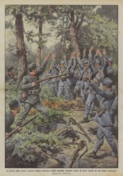 Le astuzie della guerra, quattro italiani catturano tredici austriaci, facendo credere di essere da Achille Beltrame