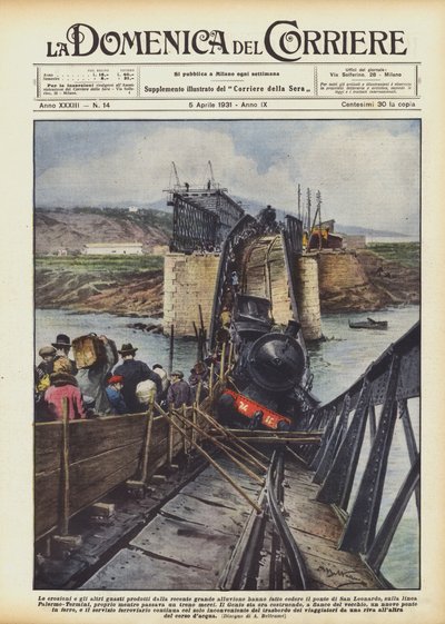 Le erosioni e gli altri guasti prodotti dalla recente grande alluvione hanno fatto cedere il ponte da Achille Beltrame