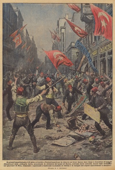 Le grandi manifestazioni di gioia avvenute a Costantinopoli per la vittoria sui Greci hanno dato luogo a disordini da Achille Beltrame