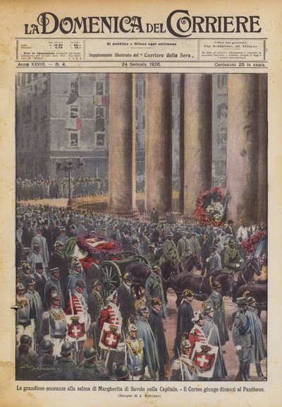 Le grandiose onoranze alla salma di Margherita di Savoia nella Capitale da Achille Beltrame