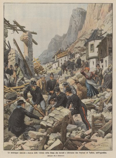 Le montagne omicide, ricerca delle vittime della frana che investì e distrusse due frazioni da Achille Beltrame
