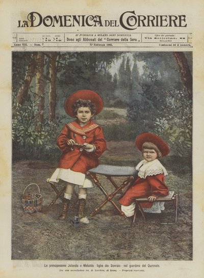 Le principessine Jolanda e Mafalda nel giardino del Quirinale da Achille Beltrame