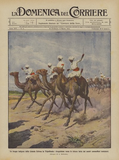 Le truppe indigene della Colonia Eritrea in Tripolitania, ricognizione verso le trincee da Achille Beltrame