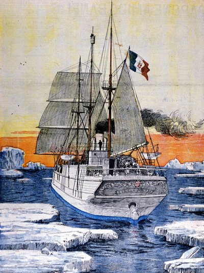 La spedizione polare di Luigi di Savoia, duca degli Abruzzi: la nave Stella Polare nei ghiacci. Illustrazione da una fotografia. La Domenica del Corriere. 1899. da Achille Beltrame