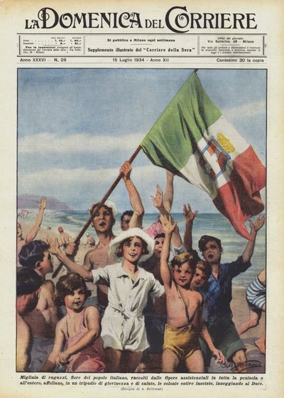 Migliaia di ragazzi, fiore del popolo italiano, raccolti dalle Opere assistenziali da Achille Beltrame