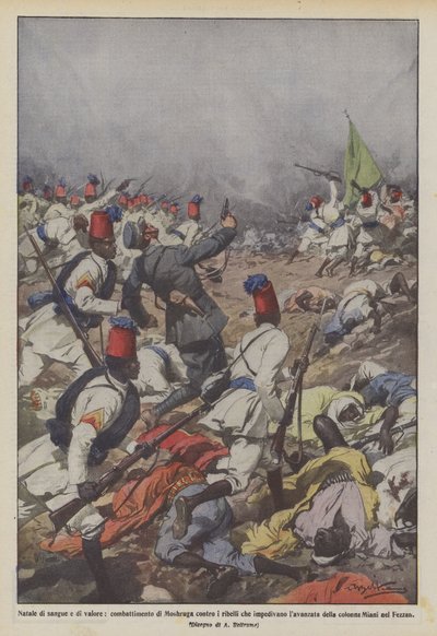 Combattimento di Moshruga contro i ribelli durante il Natale da Achille Beltrame