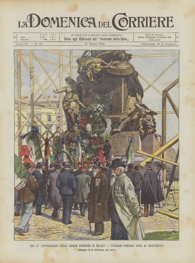 Nel 54° anniversario delle Cinque Giornate di Milano, i veterani portano fiori al monumento da Achille Beltrame