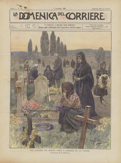 Nel giorno dei morti, fiori e corone sulle tombe da Achille Beltrame