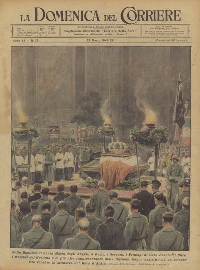 Nella Basilica di Santa Maria degli Angeli, a Roma, i Sovrani, i Principi di Casa Savoia, il Duce da Achille Beltrame