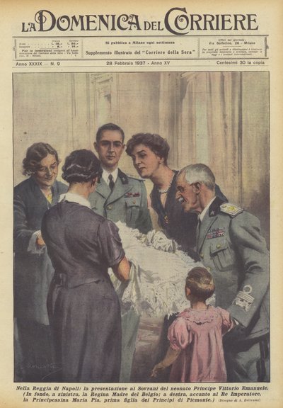 Nella Reggia di Napoli, la presentazione ai Sovrani del neonato Principe Vittorio Emanuele da Achille Beltrame