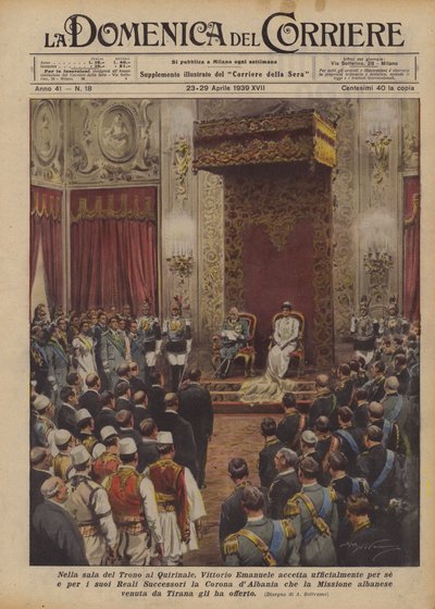 Nella sala del Trono al Quirinale, Vittorio Emanuele accetta ufficialmente per sé e per i suoi? da Achille Beltrame