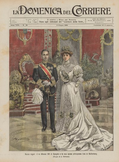 Nozze regali, il re Alfonso XIII di Spagna e la principessa Ena di Battenberg da Achille Beltrame