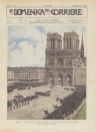 Parigi, i funerali di Felix Faure, la salma si avvia a Notre-Dame da Achille Beltrame