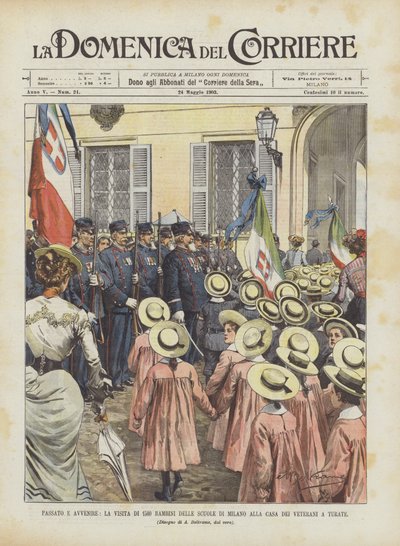 Passato e avvenire, la visita di 1500 bambini delle scuole di Milano alla casa dei veterani a Turate da Achille Beltrame