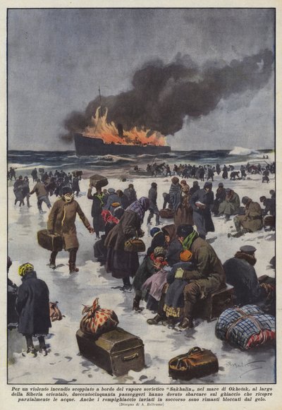 Per un violento incendio scoppiato a bordo del vapore sovietico Sakhalin nel mare di Okhotsk da Achille Beltrame