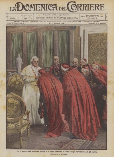 Pio X riceve il Sacro Collegio cardinalizio per gli auguri da Achille Beltrame