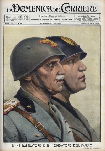 Profili del Re Vittorio Emanuele III e del Duce Benito Mussolini, fondatore dell